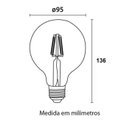 Ver imagem 3 de Lâmpada de Filamento Led Globo G95 4w Ambar 2200k Bivolt - Iluminação Decorativa Vintage
