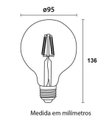 Ver imagem 3 de Lâmpada de Filamento Led Globo G95 4w Ambar 2200k Bivolt - Iluminação Decorativa Vintage