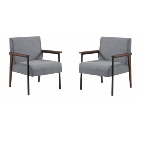 Conjunto de 2 Poltronas Decorativa Fontana Cinza