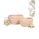 Ver imagem 2 de Kit Cachepots em Cimento Vaso Decoração Beje Detalhado 2 Pç