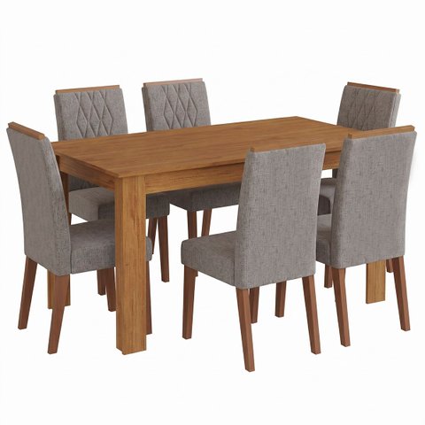 Kit Mesa de Jantar Violeta Mel com 6 Cadeiras Cristal