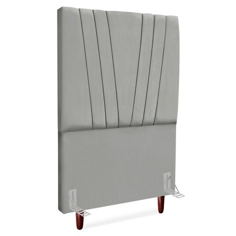 Cabeceira Solteiro 100 Cm com Frame Belgica Suede Cinza Claro Artte