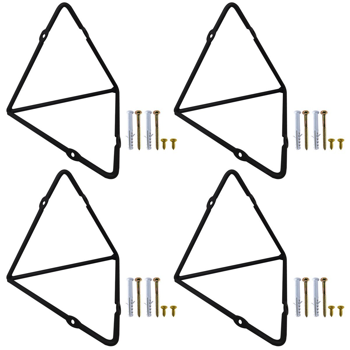 Kit 4 Mãos Francesas Pequenas Triangulares Suportes Aramados Estilo Industrial Preto Fosco - 5