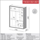 Ver imagem 2 de Guarda Roupas com 2 Portas de Correr 178,6cm 100% Mdf Freijó Off White Dalla Costa