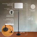 Ver imagem 3 de Luminária de Chão Piso Abajur Altura 1,6m Alumínio com Cúpula Redonda Ref 88 Preto Cup Branco