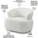 Ver imagem 3 de Kit 02 Poltronas Giratória Orgânica para Sala Living Florea M05 Bouclê Creme - Lyam Decor