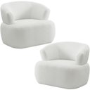 Ver imagem 1 de Kit 02 Poltronas Giratória Orgânica para Sala Living Florea M05 Bouclê Creme - Lyam Decor