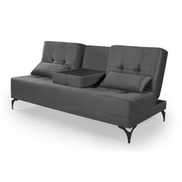 Sofá Cama Solteiro Colorado Reclinável 3 Posições em Suede: Cinza - 1
