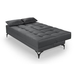 Sofá Cama Solteiro Colorado Reclinável 3 Posições em Suede: Cinza - 6