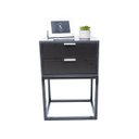 Ver imagem 5 de Kit 2 Mesas Cabeceira Industrial 40cm Preto 2 Gavetas Base Metal Preto Lateral Cama