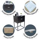 Ver imagem 4 de Kit 2 Mesas Cabeceira Industrial 40cm Preto 2 Gavetas Base Metal Preto Lateral Cama