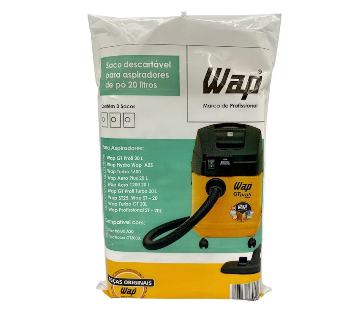 Saco Descartável do Aspirador Wap 20 Litros - Kit com 3 Un - 90000200