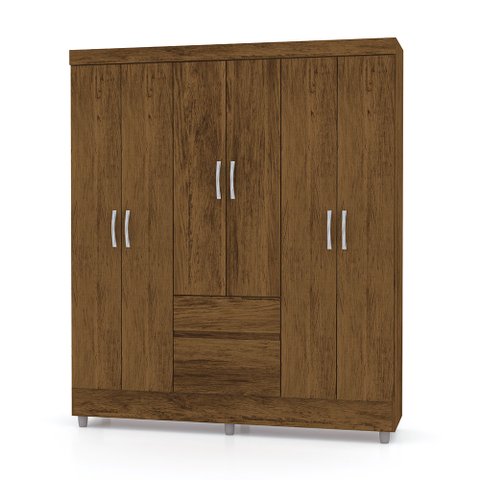 Guarda Roupa Solteiro 6 Portas 153 Cm Cm Rio Plus Imbuia/champanhe - Pallazio