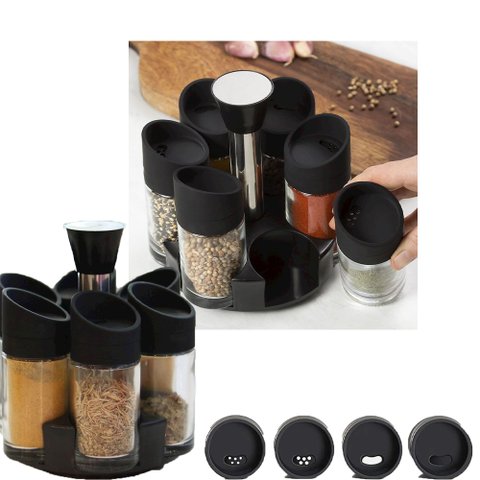 Porta Condimentos Temperos 6 Peças Cozinha Suporte Giratorio Casa Restaurante