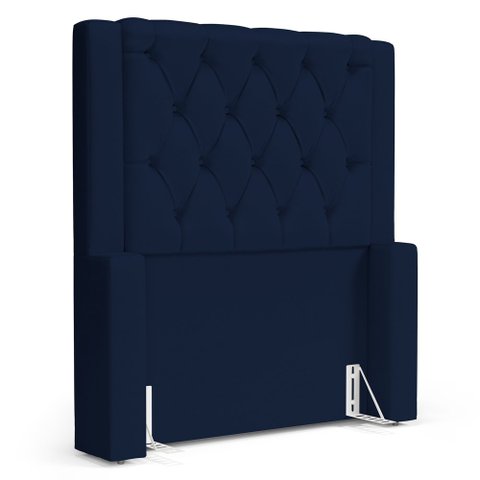 Cabeceira Atena para Cama Box Solteiro 90cm Capitonê com Frame Suede Azul Marinho - Desk Design