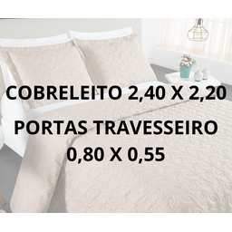 cobreleito casal padrão 3 peças bordado luxo micropercal 200 fios caqui premium - 3