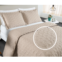 Ver imagem 2 de cobreleito casal padrão 3 peças bordado luxo micropercal 200 fios caqui premium