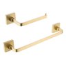 Kit Acessórios para Banheiro Dourado Fosco Quadrado em Aço Inox 2 Peças - 1