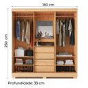 Ver imagem 3 de Guarda Roupas Casal Capela Com Espelho 2 Portas De Correr 4 Gavetas Naturale São Paulo Fama