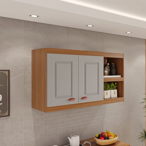 Armário Aéreo Grande Cozinha Jéssica New 100% MDF Tuboarte 2 Portas 2 Nichos