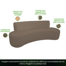 Sofá Orgânico 02 Lugares 150cm Mônaco Bouclê Marrom - CasaePoltrona - 3