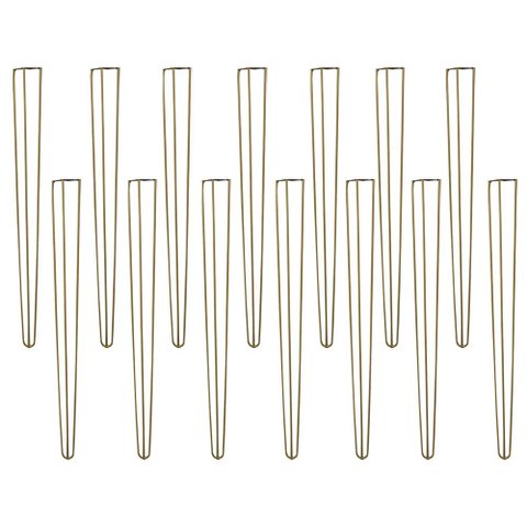 Kit 14 Pés de Metal 90 CM Hairpin Legs Aparador e Mesa de Canto Dourado