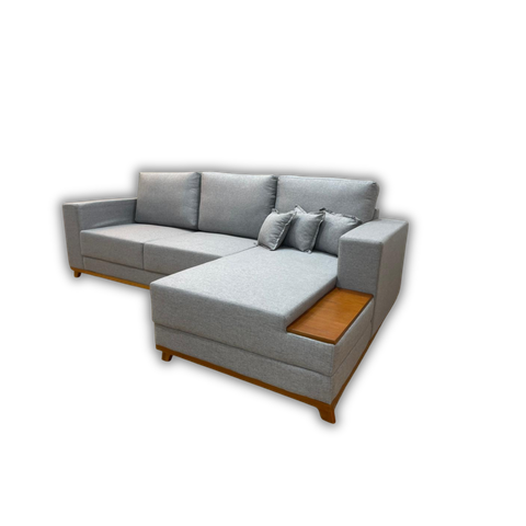 Sofá 3 Lugares 2,50 M Linho Cinza Chaise Aline Plus