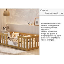 Cama Infantil Montessoriana com Grade de Proteção Madeira Luxo Quarto da Criança Cercado Cor Nature - 2