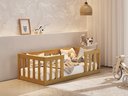 Ver imagem 1 de Cama Infantil Montessoriana com Grade de Proteção Madeira Luxo Quarto da Criança Cercado Cor Nature