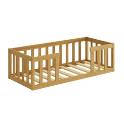 Cama Infantil Montessoriana com Grade de Proteção Madeira Luxo Quarto da Criança Cercado Cor Nature - 4