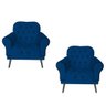 Kit 2 Poltrona Cadeira Olivia Sofá Decorativa Corano Azul Marinho Sala de Estar Recepção Quarto Escr - 1
