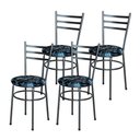 Ver imagem 2 de Conjunto 4 Cadeiras para Cozinha Epoxi Preta Craqueada Assento Floral Preto