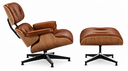 Ver imagem 3 de Poltrona Charles Eames com Puff - Couro Legitimo Marrom Telha - Freijó