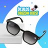 Óculos Sol Infantil Preto Proteção Uv Retro + Case Quadrado Verão Presente Menino Criança - 3