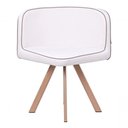 Ver imagem 3 de Conjunto de Mesa de Jantar Pizza 4 Lugares Tampo em MDF Fosco Branco com Pés Naturais