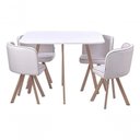 Ver imagem 7 de Conjunto de Mesa de Jantar Pizza 4 Lugares Tampo em MDF Fosco Branco com Pés Naturais