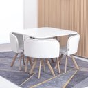Ver imagem 5 de Conjunto de Mesa de Jantar Pizza 4 Lugares Tampo em MDF Fosco Branco com Pés Naturais