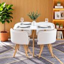 Ver imagem 1 de Conjunto de Mesa de Jantar Pizza 4 Lugares Tampo em MDF Fosco Branco com Pés Naturais