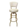 Banqueta Alta Bar Giratória com Encosto Cor Dourado Fosco Assento Grosso Cor Off White - 1