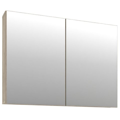 Armário Aéreo para Banheiro 100cm com 02 Portas e Espelho Malbec B06 Barrique Argento - Lyam Decor