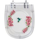 Ver imagem 1 de Assento Sanitário Tampa de Vaso Sabatini Transparente Decorado - Beija-flor com Flores