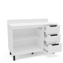 Ver imagem 2 de Balcão de Cozinha 120 Cm 2 Portas 3 Gavetas com Tampo Meena Branco Politorno Móveis