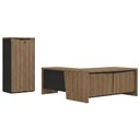 Ver imagem 1 de Mesa Escritorio 3 Gavetas 2 Portas em L 190x180 cm e Armario 2 Portas 160x77 cm Nogal Preto Artany