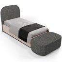 Ver imagem 2 de Cabeceira Cama Box Solteiro 100cm Lanna com Puff Recamier Doha W01 Linho Mescla Chumbo - Lyam Decor