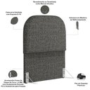 Ver imagem 3 de Cabeceira Cama Box Solteiro 100cm Lanna com Puff Recamier Doha W01 Linho Mescla Chumbo - Lyam Decor
