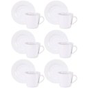 Ver imagem 1 de Jogo 6 Xícaras com Pires Tramontina Ingrid Porcelana Branco 185ml Chá Café Mesa Posta