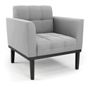 Ver imagem 4 de Sofá Namoradeira e Poltrona Base de Madeira Preto Elisa Suede Cinza D03 - D'Rossi