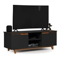 Ver imagem 5 de Rack Bancada Flow para Sala de Estar Tv 55" Pés Madeira:preto