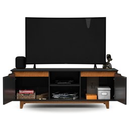 Rack Bancada Flow para Sala de Estar Tv 55" Pés Madeira:preto - 4