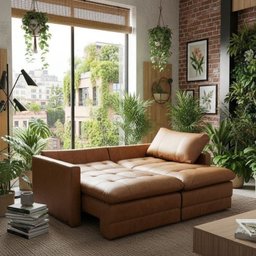 Sofá-Cama Retrátil e Reclinável Couro Legítimo 2 Lugares 180cm Cannes Camel - 5